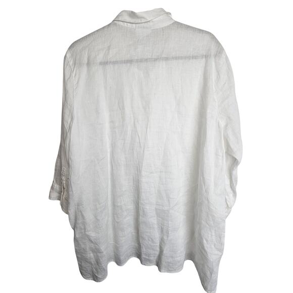 J. Jill Womens Linen Tunic Top Size L Coastal Resortwear Minimalist Travel White - Picture 10 of 10